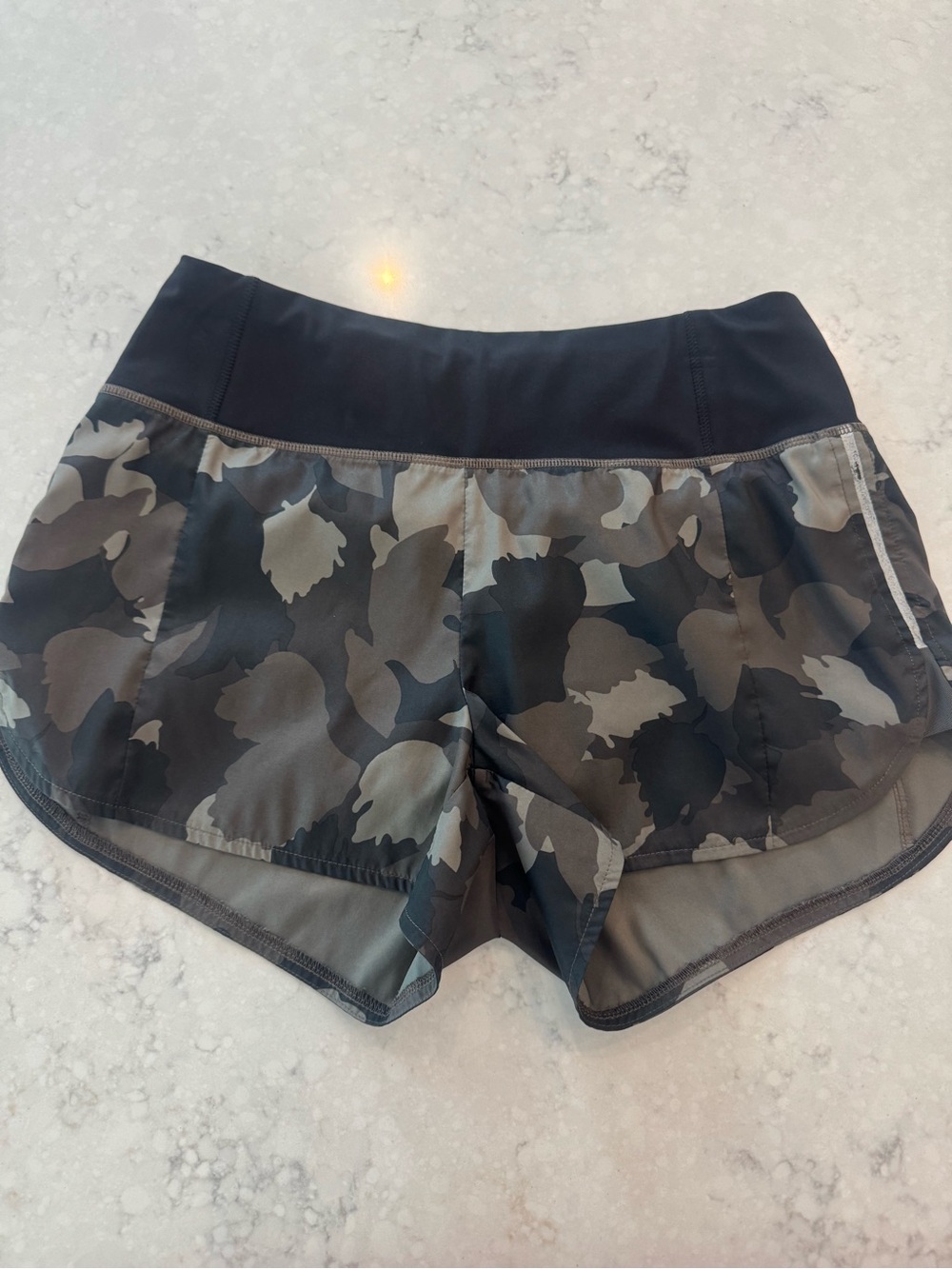 Athleta Black & Gray Camo Athletic Shorts
